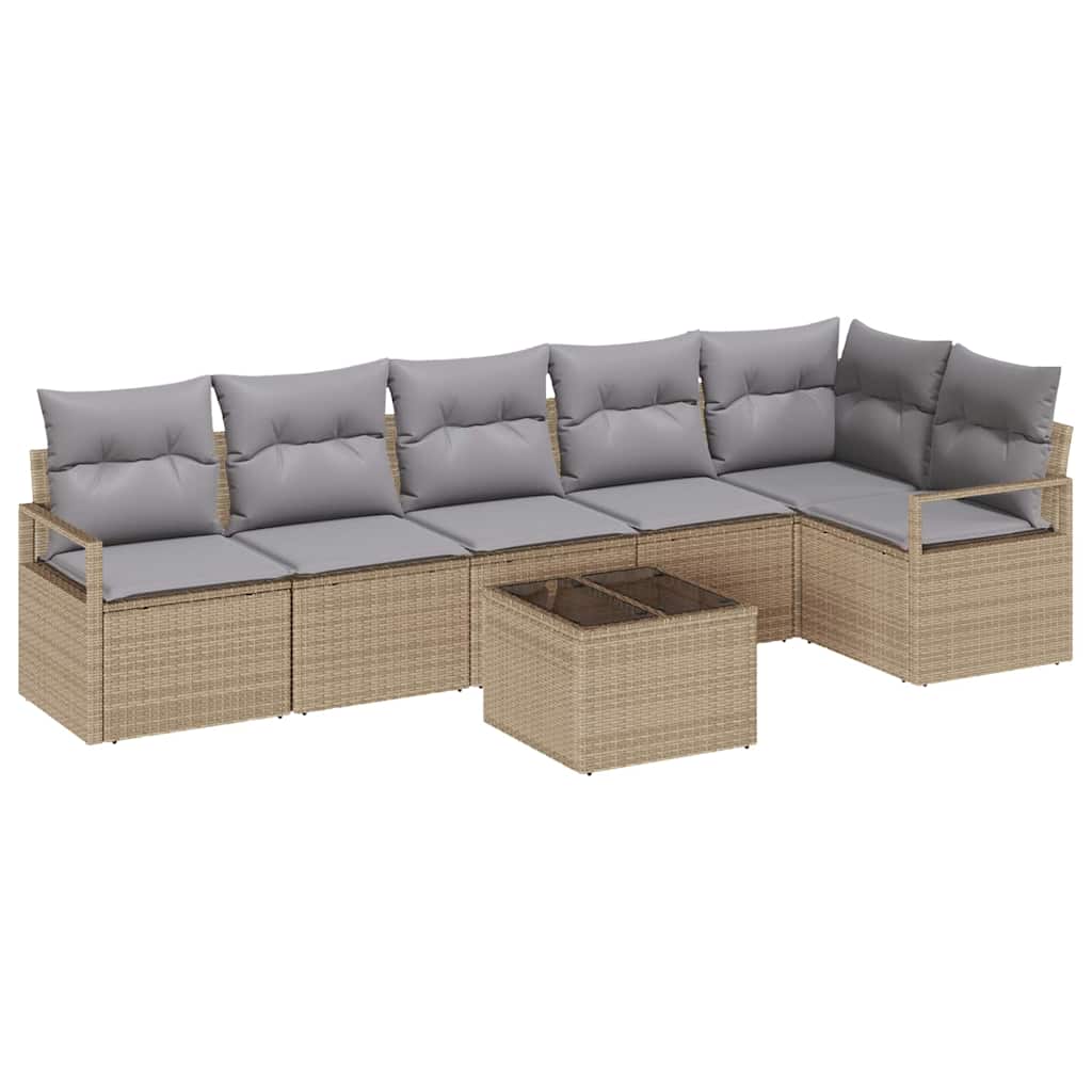 Garten-Sofa-Set mit Kissen 7 pcs Beige und Hellgrau